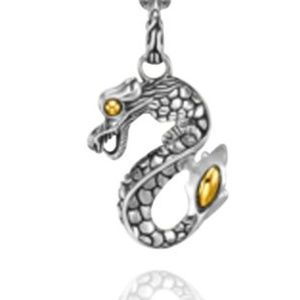 John Hardy Naga Dragon Pendant, Sterling Silver & 18K gold, preloved